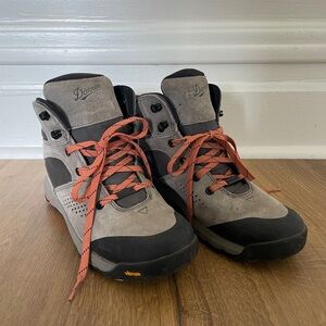 Danner Gray Suede Hiking Boots with Coral Laces